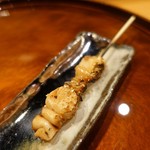 鮨 土方 - ミル貝の肝の貝柱の串焼き