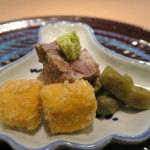 青華こばやし - 29年10月　牛タン、玉子フライ、丹波黒豆