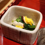 銀座 しのはら - ほうれん草、松茸のお浸し