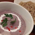 ビーダブリュー カフェ - 紫芋の豆乳スムージーつけ蕎麦（2017秋限定）