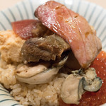 うを徳 - 2017.10 色々ちらし（海老芋、カラスミ、イクラ、助子、牡蠣、本鮪、金目鯛、メジ藁焼き）