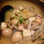 Uokin - お通し♪大根、豆腐、鶉の卵、牛蒡の煮物☆いいお味に炊けています♪