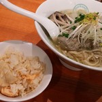 麺屋 六感堂 - 鰯蕎麦～潮仕立て～ (過去の限定)＋鮭と白舞茸の炊き込みご飯（限定チャコ飯）