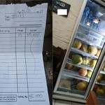 Tukies Coconut Shop - 領収書と冷蔵庫。