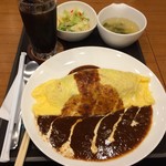 みぃ珈琲 - H.29.8.24.昼 オムライス 800円税込+セットドリンク(アイスコーヒー) +250円税込