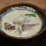あなぐま亭 - 自家製ベーコンとカキアスパラ豆乳ソテーの小鍋