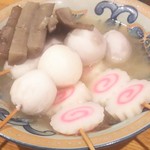 炭火串焼 初代バッジョ - おでん(牛蒡、ナルト、里芋)