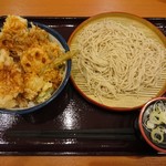 てんや - 元祖オールスター天丼（たれ多め）+そば一人前セット…税込750円+350円＝1100円