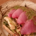 花梨と小虎 - イナダの刺身葱山椒ソース