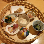 Obanzai Aburiyaki Sake Nana - 籠盛りコース　籠盛り（７品）