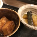 Ichikawa - 副菜（厚揚げの煮物と季節野菜の揚げびたし）