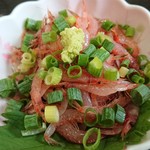 樹庵 - 生桜えび小鉢。