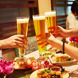 You can enjoy "Singha Draft Beer" ♪