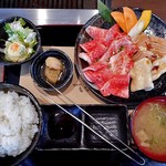 焼肉処いっとう - 和牛カルビと牛ホルモンランチ（肉大盛・ごはん大盛）