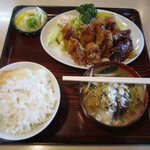 竹一食堂 - カキフライ定食SPバージョン（おこげ、焼肉2枚、タンメンスープ付）