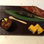 鰻はし本 - 鰻ムースゼリー寄・有機にらヒレ巻串・鰻巻