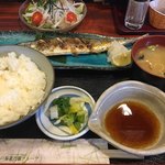 Yourou no taki - 秋刀魚の塩焼きランチ+ミニサラダ@700+120