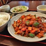 龍盛菜館 - 鶏肉の角切り味噌炒め
