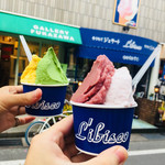 リビスコ - 季節限定“#川上村いちご”+季節限定“#巨峰”のダブルカップ（¥600）。京都産石臼挽き添揃抹茶 と白雪かぼちゃ。 .