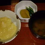 うかい鳥山 - 麦とろ御飯　味噌汁　香の物
