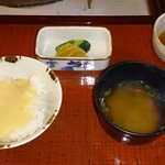 うかい鳥山 - 麦とろ御飯　味噌汁　香の物
