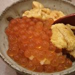 鮨処 多田 - ミニ丼 赤ウニ、イクラ 2017年10月