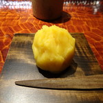 御料理 光安 - ◆安納芋の茶巾しぼり。