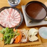 Pork belly miso sukiyaki hot pot for one person
