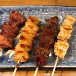 備長炭串焼 心玄 - 豚カシラ、ぼんじり、レバー、生姜鶏