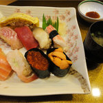 高級鮨膳　あま池 - さくら(1500円)生寿司と特製玉子とお椀