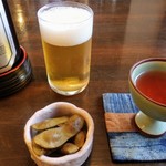 箱鮨 澤藤 - 瓶ビール　黒枝豆　食前酒