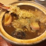 えびすや - 味噌煮込えび天入り　やっぱりえびすやに来ると海老天をトッピングしたくなるっ！！　2017/10/28