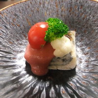 和食あかざわ - 北杜の畑から「黒と白」錦の胡麻豆腐ビーツ味噌で　地元ブロッコリー　カリフラワー　トマト