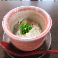 和食あかざわ - 甲州地鶏と高麗人参のおじや　浅葱　黒胡椒