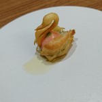 アシェットデセール 未完 - 3皿目　トマトとアフォがドのエスプーマ