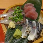 まるさ水産 - 三種刺身,まるさ水産三好店(愛知県みよし市)食彩品館.jp撮影,まるさ水産三好店(愛知県みよし市)食彩品館.jp撮影