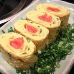 博多もつ鍋 蟻月 - たっぷりネギとめんたいの玉子焼き