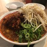 肉汁麺ススム - 「辛い肉汁麺レベル2(200g)」¥980+「もやし増し」¥100+「白飯」¥100