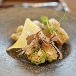 前菜：フリット、茄子、夏野菜