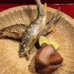 銀座 しのはら - 子持ち鮎 猪肉焼き