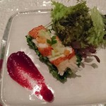 オールデイダイニング ハーモニー - オマール海老の冷製　パースニップのムースで和えた野菜のカクテル　ビーツソース