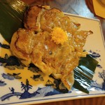 七福 - ピリ辛焼き餃子　まあまあ辛いと評判でした♡