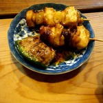 江戸政 - ピーマンの肉詰め、ハートスタミナ、焼鳥