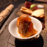 龍吟 - 北海道　根室産　蝦夷鹿 　藁で炙った土佐造り仕立て 　生姜醤油を絡めて