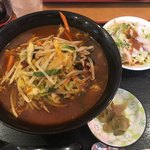 来富楼 - 四川野菜ラーメン＋半炒飯780円