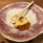 小柳寿司 - 赤海胆と筋子の出汁醤油漬け