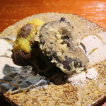 富小路 やま岸 - 油物　香茸一夜干し　握り銀杏