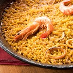 Paella using sweet shrimp and red sea bream soup