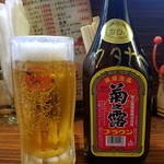 もつ焼 あぶさん - オリオン生と泡盛、菊之露