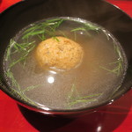 銀座 しのはら - すっぽんの飛竜頭（ひろうす） 芽ねぎのお椀2